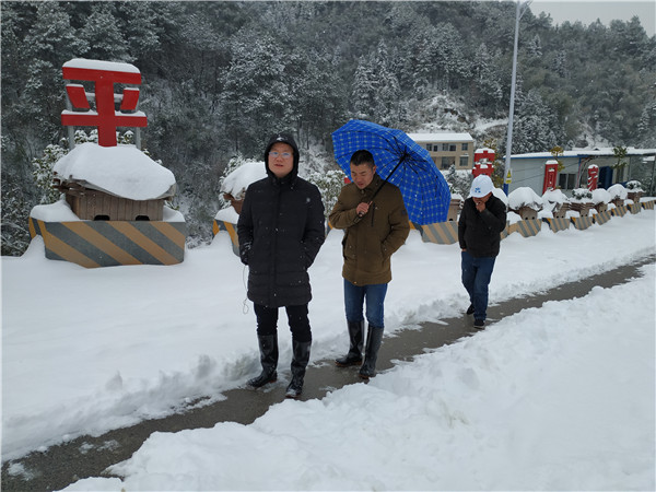 龙田镇100多名党员干部一线抗击冰雪