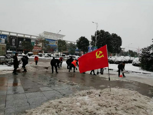 全市100余个小区联合党支部众志成城开展铲雪除冰