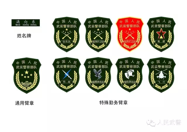 武警部隊機關2月29日開始佩戴新式姓名牌,胸標,臂章