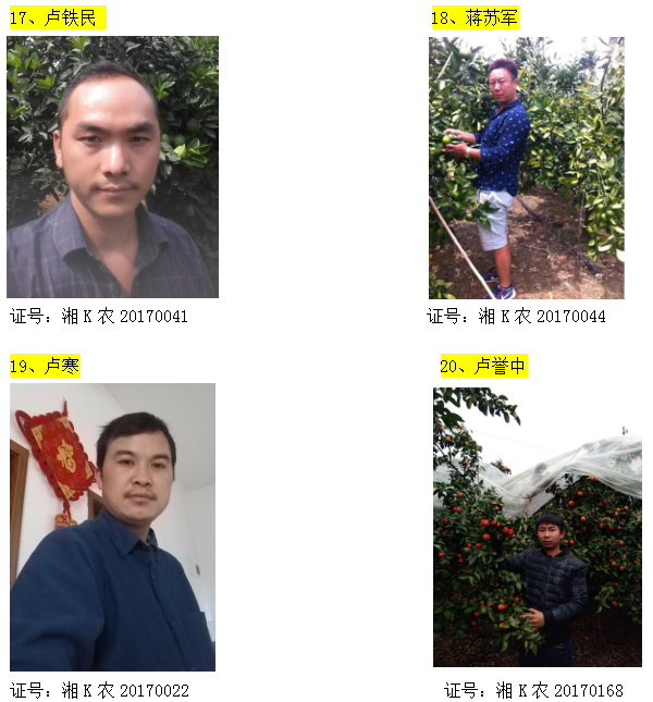 回龙圩管理区柑橘经纪人名录公示