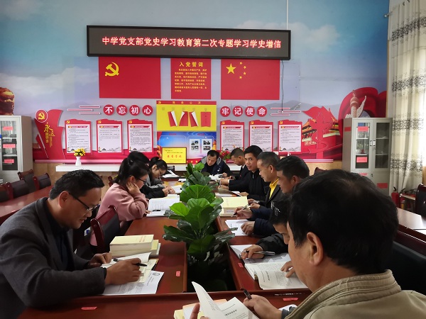 回龙圩中学：区中学党支部党史学习教育第二次专题学习学史增信