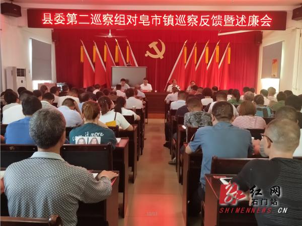 县委第二巡察组组长彭新忠对皂市镇党委反馈巡察情况,指出了皂市镇在