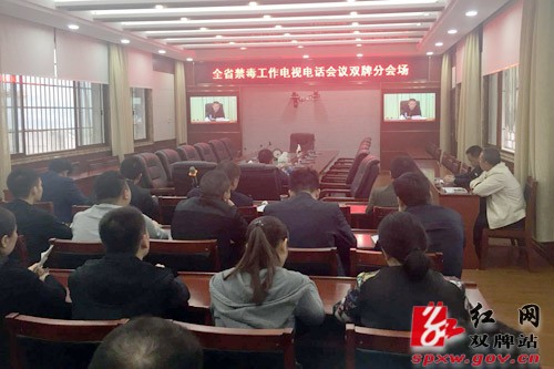 双牌县禁毒委组织收听收看全省禁毒工作电视电话会议