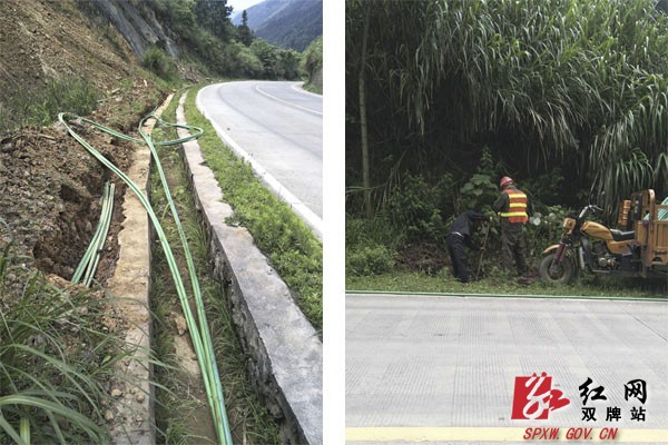 双牌路政及时制止擅自在公路用地范围内埋设管线