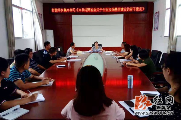 双牌县打鼓坪乡集中学习《中共湖南省委关于全面加强基层建设的若干意见》