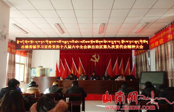 贡嘎杰德秀镇传达学习六中全会和区九代会精神